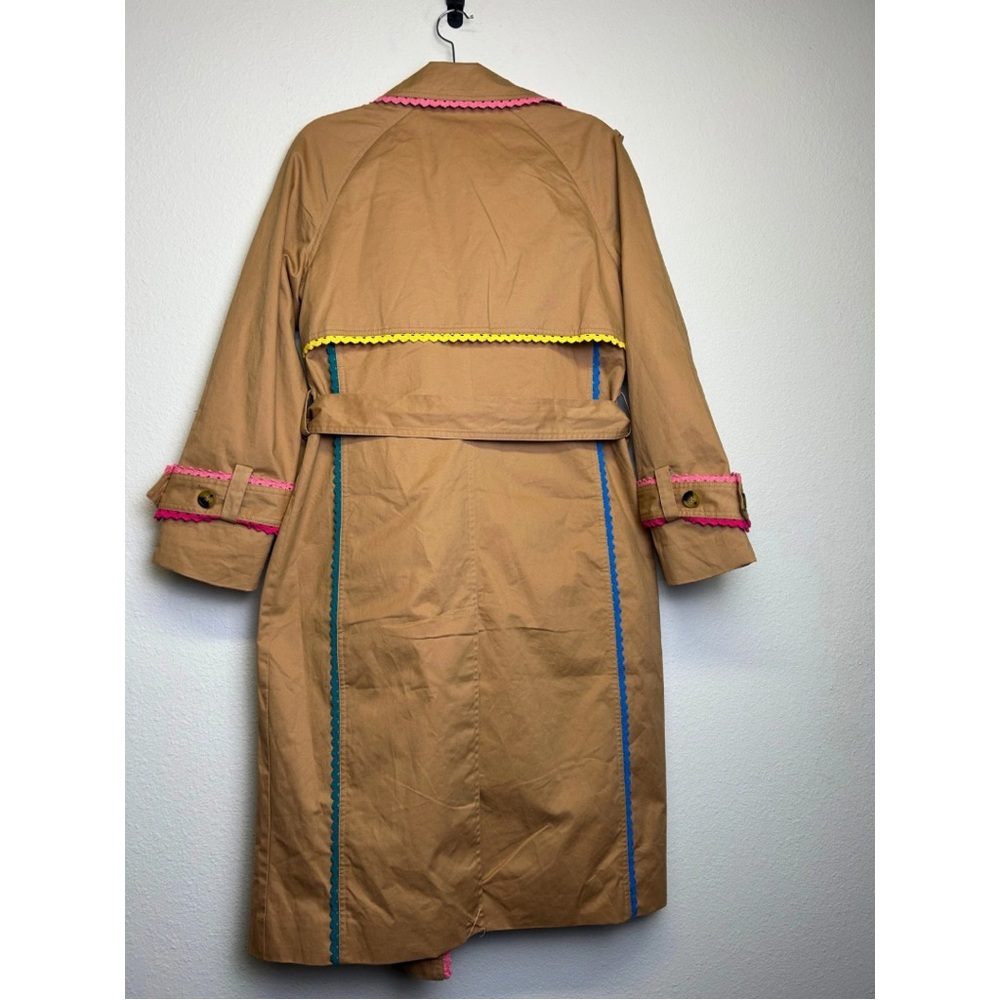 New With Tags! 7 For All Mankind Ribbon Trim Colorful Trimmed Trench Coat MED. - Picture 11 of 16